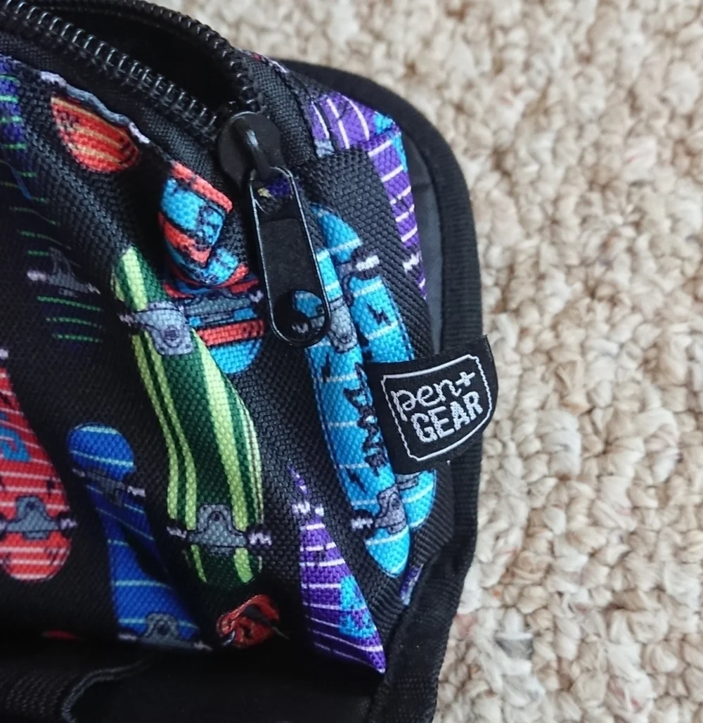 Pen+Gear Fashion Pencil Pouch, Black Skateboard